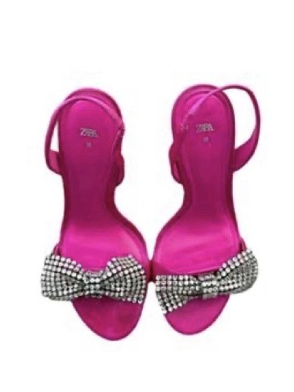 NWT Zara Pink Rhinestone Bow Stiletto Heels 7.5